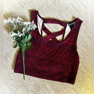 Wet Seal Aztec Printed Open Cross Back Crop Top - Small